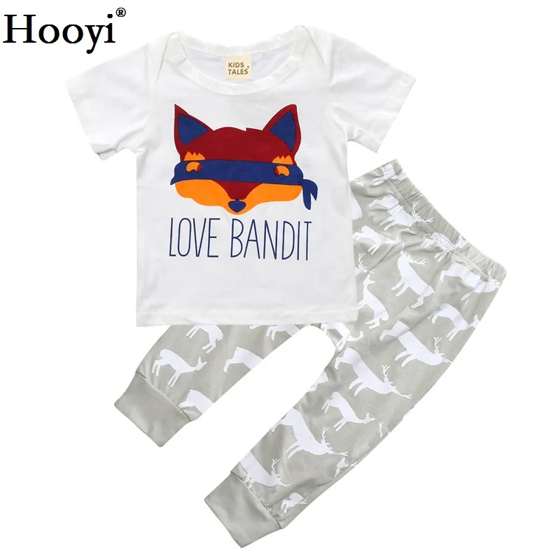 Fox Kids T-Shirt Deer Elk Pants SuitsChristmas Baby Clothes Sets 100% Cotton Children Clothing Boy Outfits Jumpsuit Bandit Tops | Детская