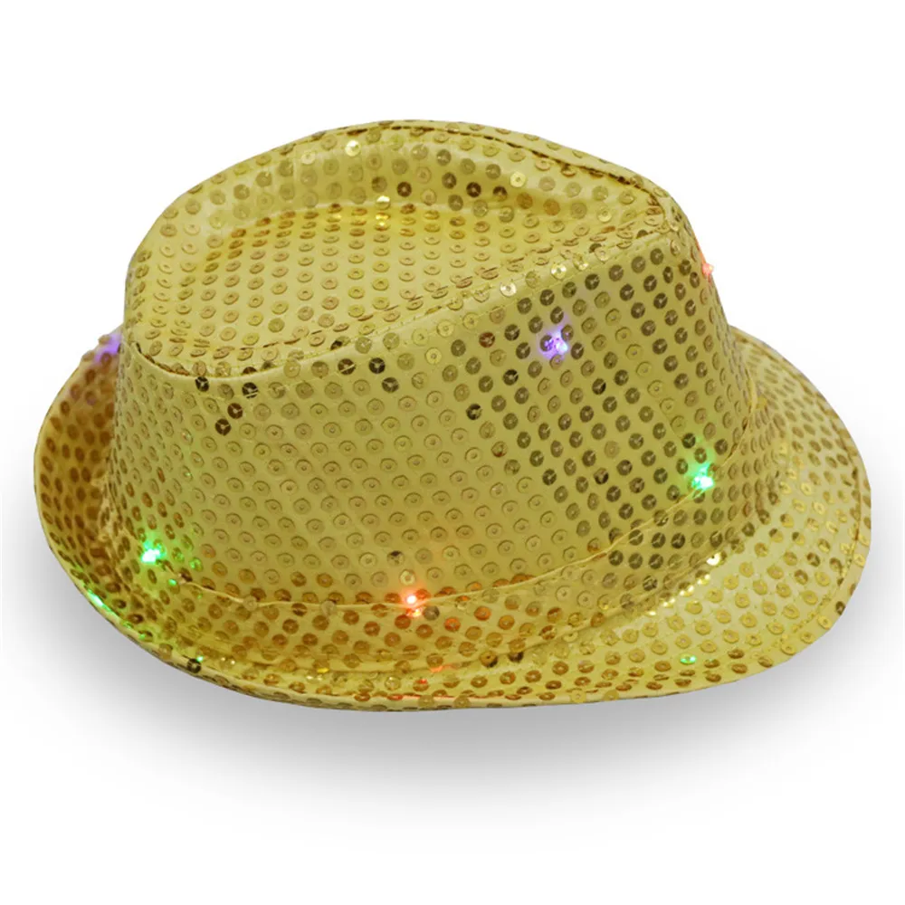 Halloween Sequin Boys Fedora Hat Girls Derby Cap Party Light Up Men Jazz Hats Women Dancing Sunhat MJ Costumes | Детская одежда и