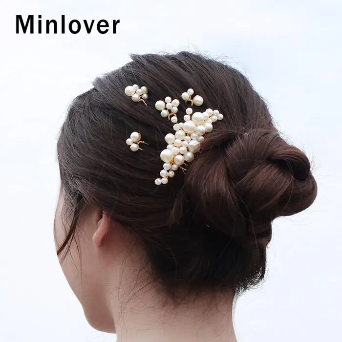 Minlover Имитация Жемчуга Цветок свадебные гребни для волос заколки клипсы