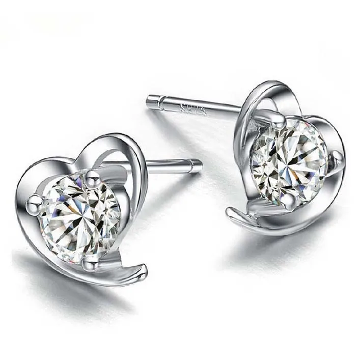 Милые в форме сердца корейские модные большие серьги циркон-Родиевые | Украшения