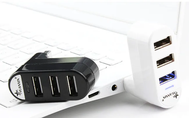 Вращающийся высокоскоростной usb-хаб с 3 портами 2,0 USB разветвитель адаптер для ноутбуков/планшетных ПК периферийных устройств