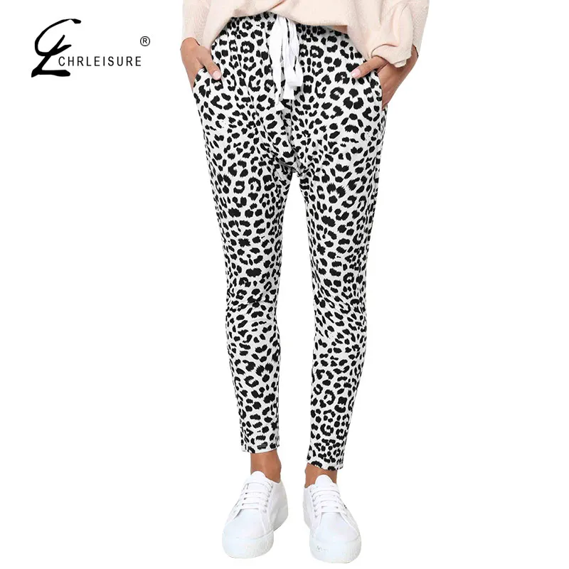 CHRLEISURE Pantalon Femme свободные леопардовые брюки с принтом женские повседневные Модные