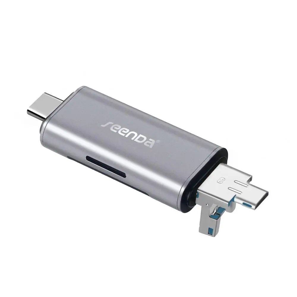 Gray SeenDa все в 1 USB 3,0 смарт-кард-ридер высокоскоростной TF Micro SD кард-ридер OTG Тип C кард-ридер Micro USB SD адаптер - Цвет: Gray