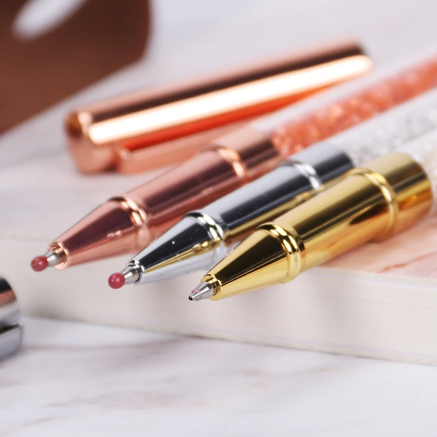 

High Quality Crystal Signature Writing Ballpoint Pen Diamond Gold Silver Office Stationery Gift Ballpoint Pen