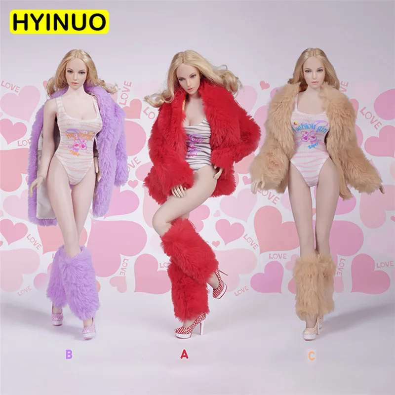 

3 Colors 1/6 Scale FG053 Female Fur Coat Women Sexy High Waist Clothes Clothing Suit Set Model for 12''Action Figure Body