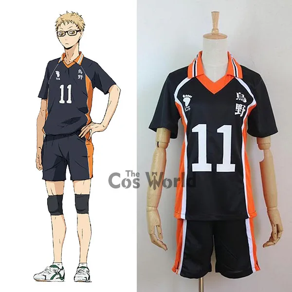 Haikyuu Karasuno Tsukishima Kei No.11 футболка для школьной формы топы и штаны Спортивная одежда