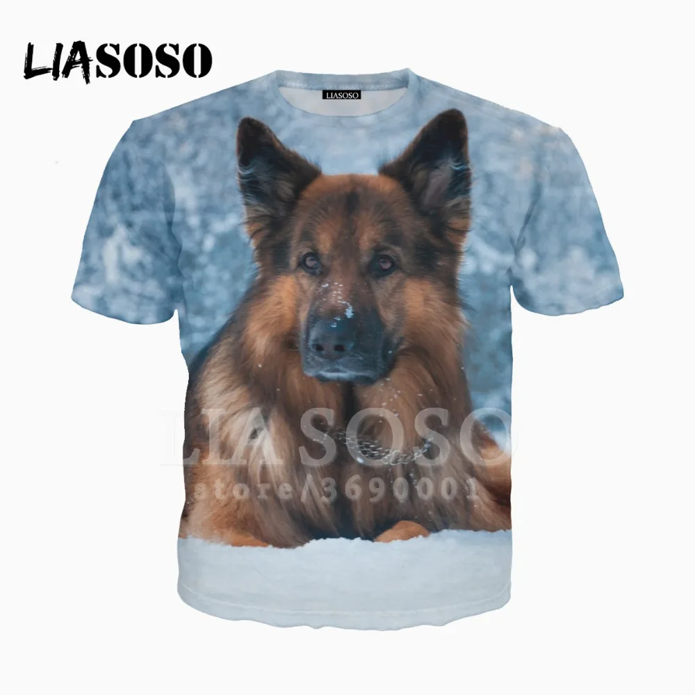 LIASOSO 3D печати для мужчин и женщин дизайн немецкой овчарки забавные Dogs футболка