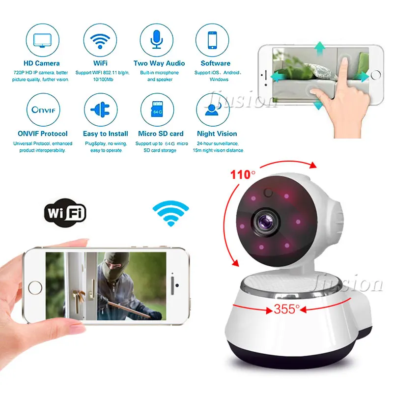 Миниатюрная IP камера для няни Wi Fi HD видео аудио ИК ночное видение датчик движения