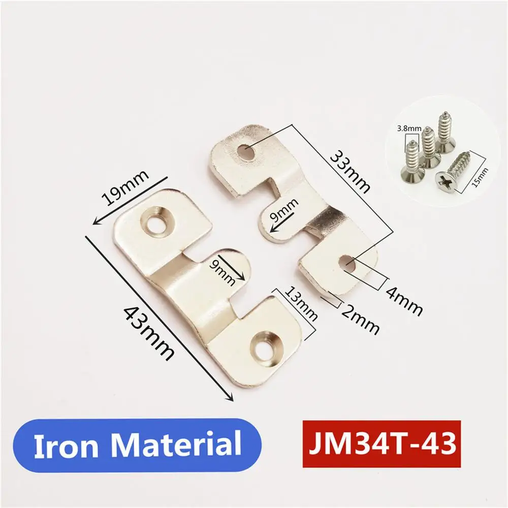 Iron 43mm With screw 2 шт нержавеющая сталь/железная мебель Соединительная деталь подвесная Пряжка железная кровать подвесной крючок Пряжка зеркальная рама вставка фитинги - Цвет: Iron 43mm With screw