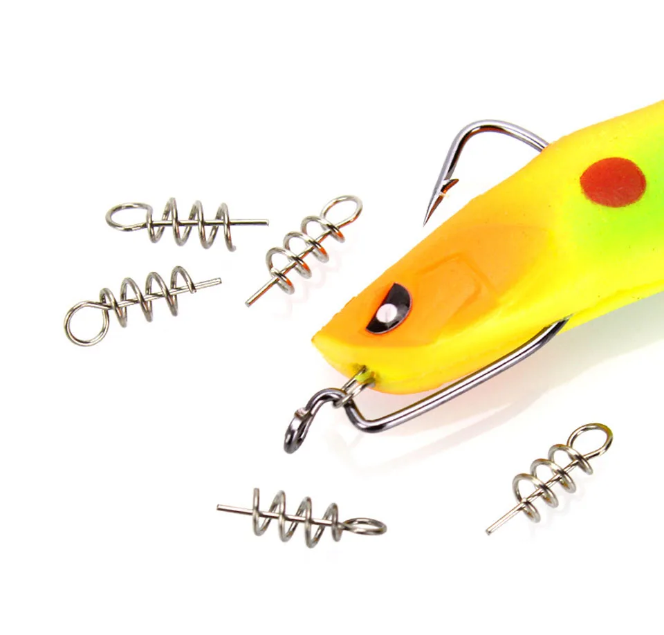 WALK FISH 1.5CM 3.5CM Fishing Hook Centering Pins Spiral Fishing bait Steel Spring Crank Lock for Soft Lure Fishing Accessories