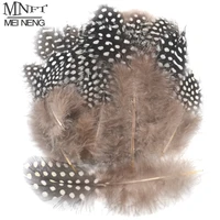 mnft 100pcs natural black color saddles feather with white dots short flies wing making hairs fly tying materials