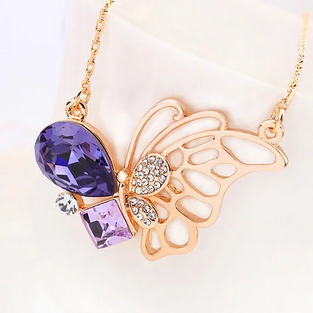 

ANNGILL Brand Mother's Day gift Crystals from Swarovski Butterfly Pendant Necklace for women Charms Fashion Jewelry Gift