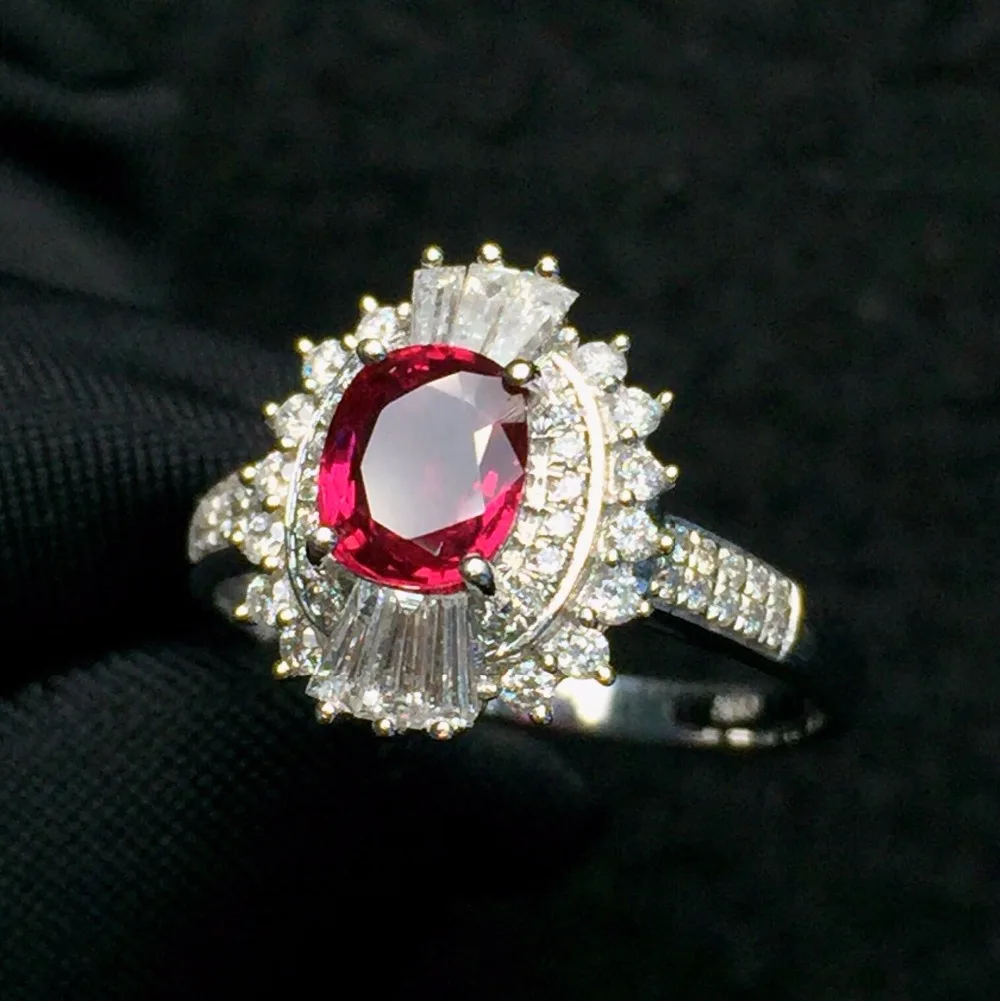 Ювелирные украшения из чистого золота 18 К Настоящее натуральное 0.9ct красное