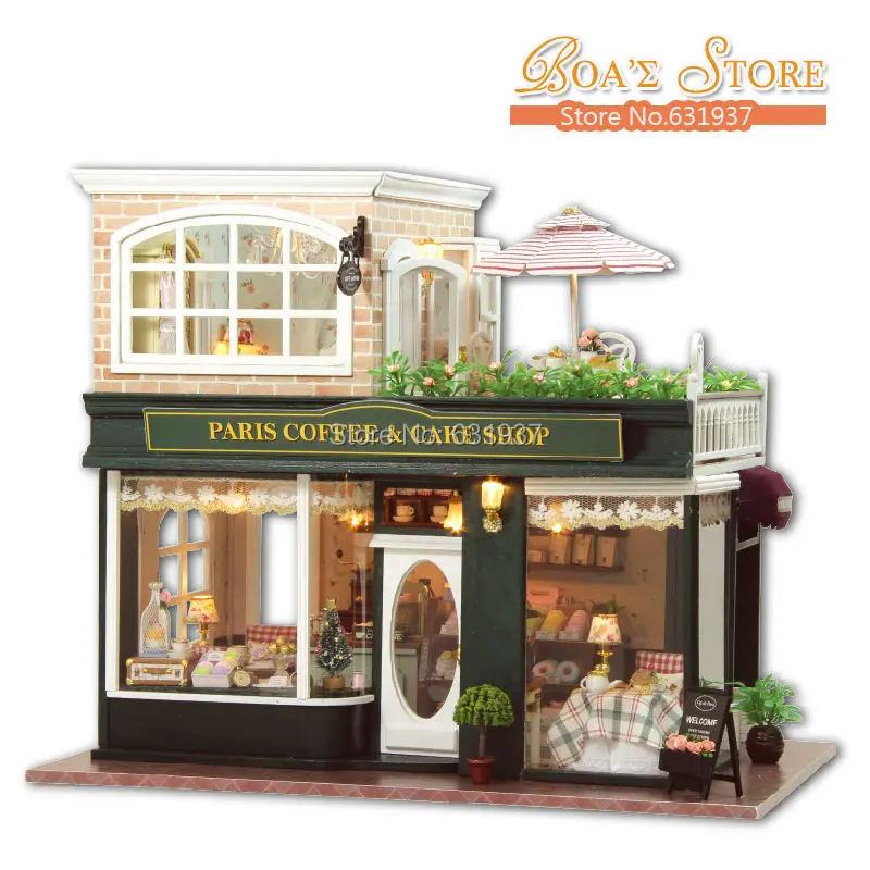 Большой кукольный дом ручной работы миниатюрная кофейня креативная модель