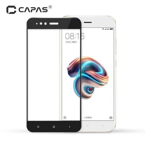 Black CAPAS для Xiaomi mi A1 5X Закаленное стекло протектор экрана для mi A1 mi 5X почти полное покрытие защитная пленка взрыв царапин - Цвет: Black