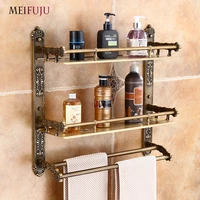 meifuju aluminum bathroom shelf black gold bathroom shelves rack with swivel hooks dual tier wall mounted antique corner shelves