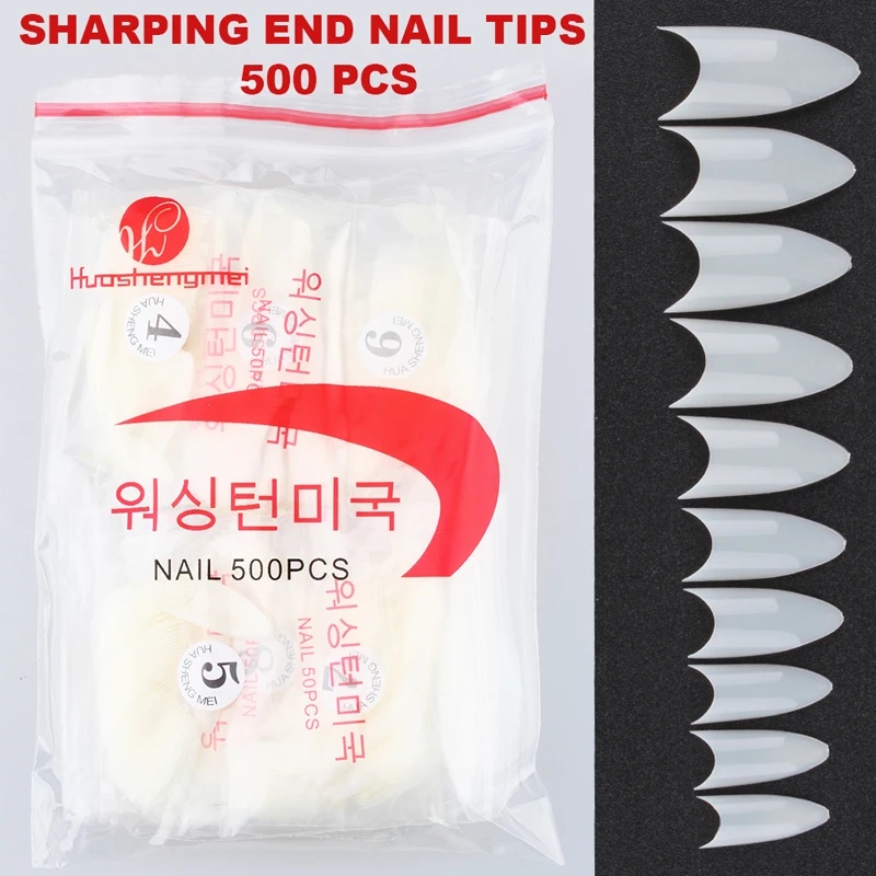 500 наконечники Натуральные Французские акриловые ногти искусство советы стилеты