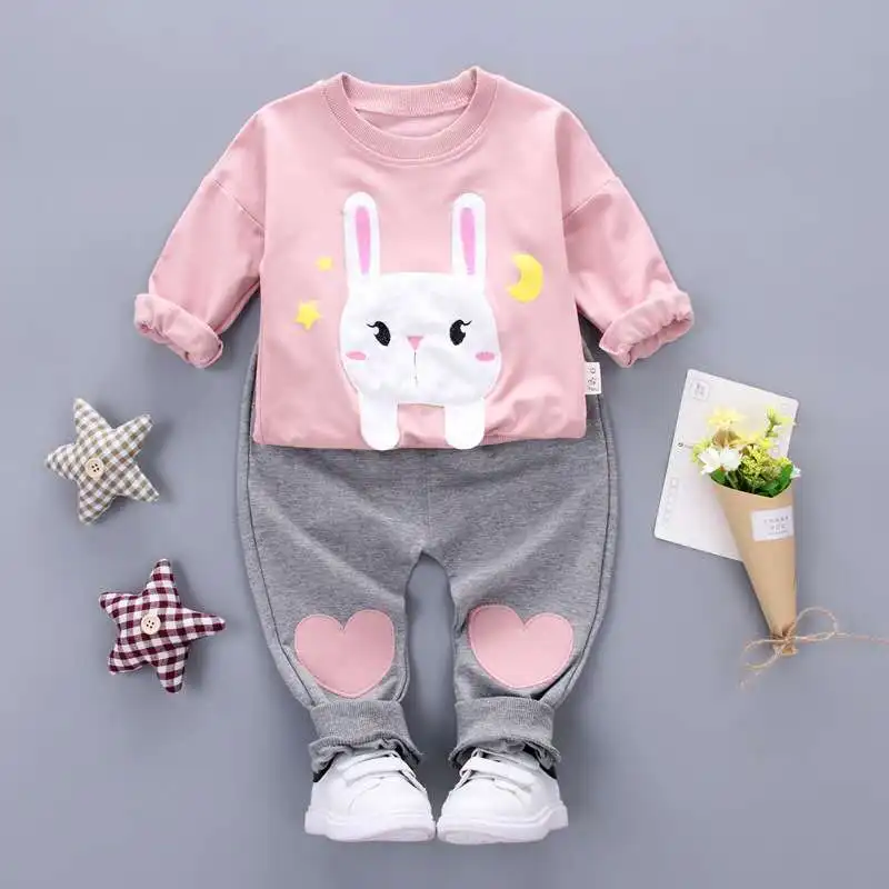 2019 Spring Baby Cotton Sets Bear Ear Sweatshirts + Casual Pants Kids Boys 2 Pcs Costumes Infant Tracks Roupas |
