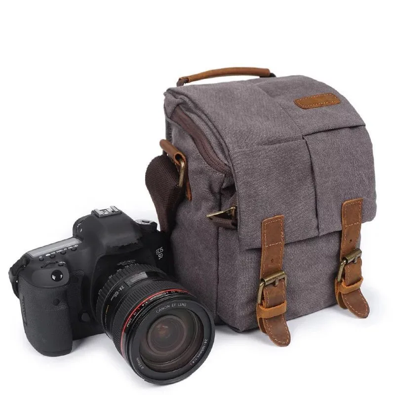 

Multifunction Travel Camera Portable Men Shoulder Bag Vintage Leather Canvas Male Messenger Bags