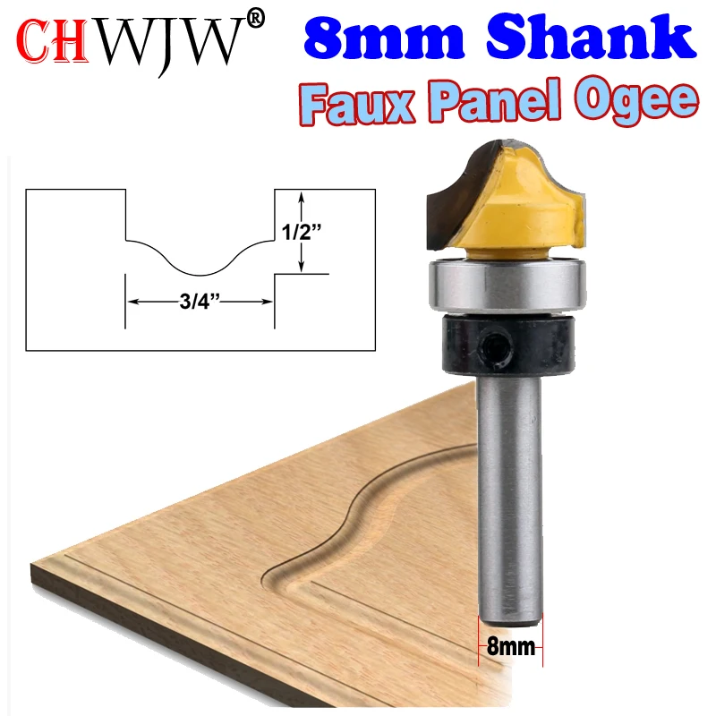 1pc 8mm Schaft Faux Panel Ogee Router Bit-C3 Hartmetall-k Holzbearbeitung cutter Zapfen Cutter für Holzbearbeitung Werkzeuge