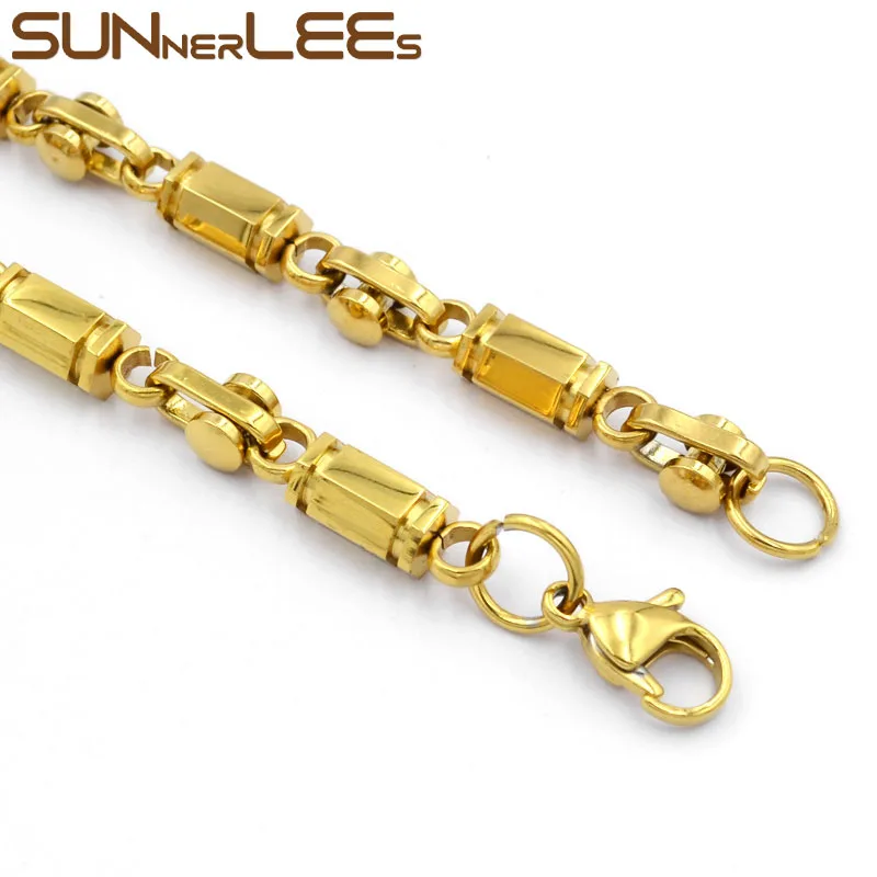 Цепочка SUNNERLEES из нержавеющей стали 316L ожерелье с геометрическими звеньями 6 мм