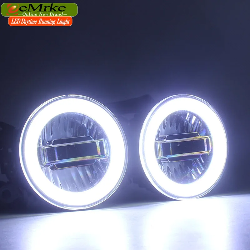 

eeMrke For Fiat Punto EVO 2009-2012 3 in 1 LED DRL Angel Eye Fog Lamp Car Styling High Power Daytime Running Lights Accessory