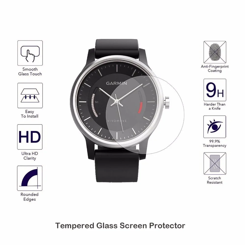 9H Закаленное стекло Защитная пленка для ЖК экрана покрытие Garmin Vivomove|lcd aquos|glass