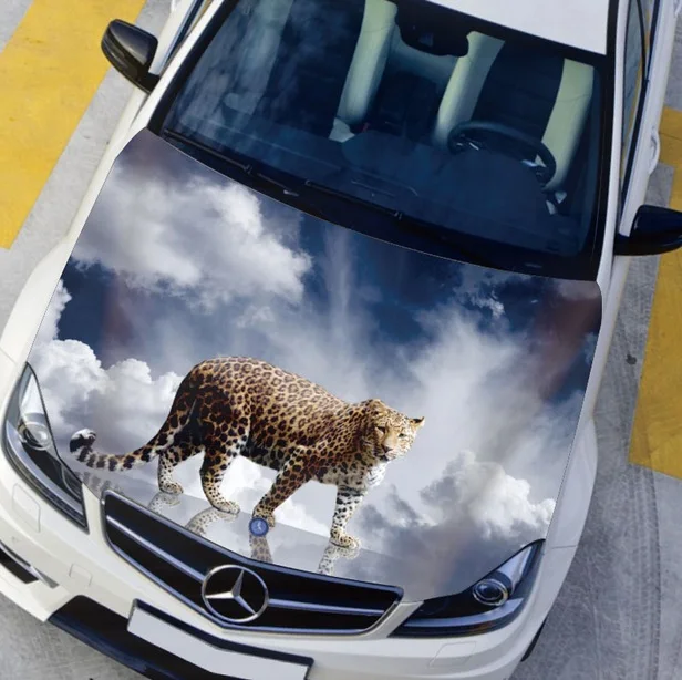 Наклейки для автомобиля с левой стороны животным рисунком тигр леопард