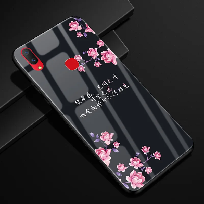 Чехол для Vivo Y91, Y95, закаленное стекло, чехол с рисунком, черный, TPU, бампер, чехол для Vivo Y95, Vivo Y91, чехол для телефона, стекло, Y 91