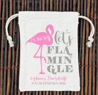 personalized lets flamingle wedding bachelorette bridal shower party first aid hangover kit jewelry favor muslin gifts bags