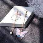 Корейские Ретро Асимметричные изысканные серьги-крылья с искусственным жемчугом и бабочкой из сплава, подарок для женщин и девушек
