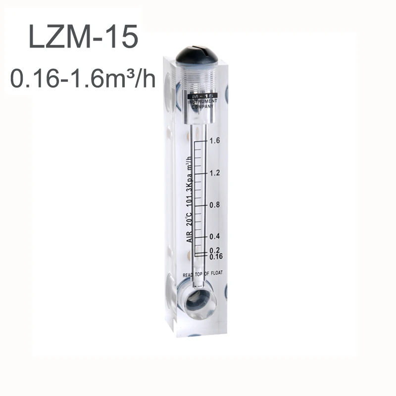 Medidor de flujo de Gas PMMA, rotámetro sin válvula de Control, LZM-15T 12-120LPM 24-240LPM 48-480LPM 72-720LPM