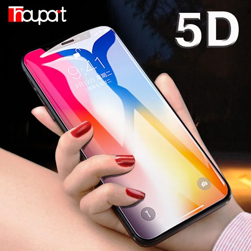 5D Круглое закаленное стекло с закругленными краями для iPhone 6 6s Plus 7 8 Xs полное