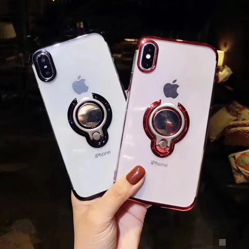 Гальваническое прозрачное зеркальное покрытие для iphone7 7plus магнитное кольцо