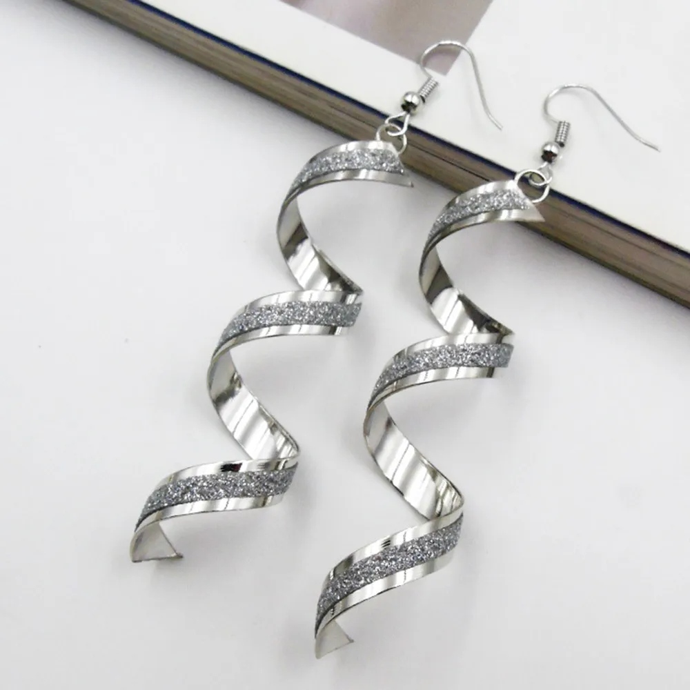 Fashion Necklaces Pendants Twist Spiral Charm Jewelry Silver Gold Black Long Earrin Collares De Moda | Украшения и аксессуары