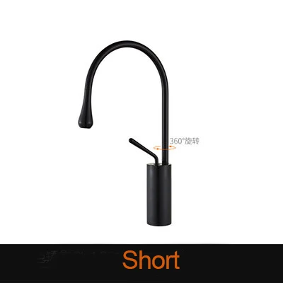 Black-Short Смесители для раковины, современный белый кран для ванной комнаты, водопады, Смесители на одно отверстие, кран для холодной и горячей воды, кран для раковины, Смесители 88096 - Цвет: Black-Short