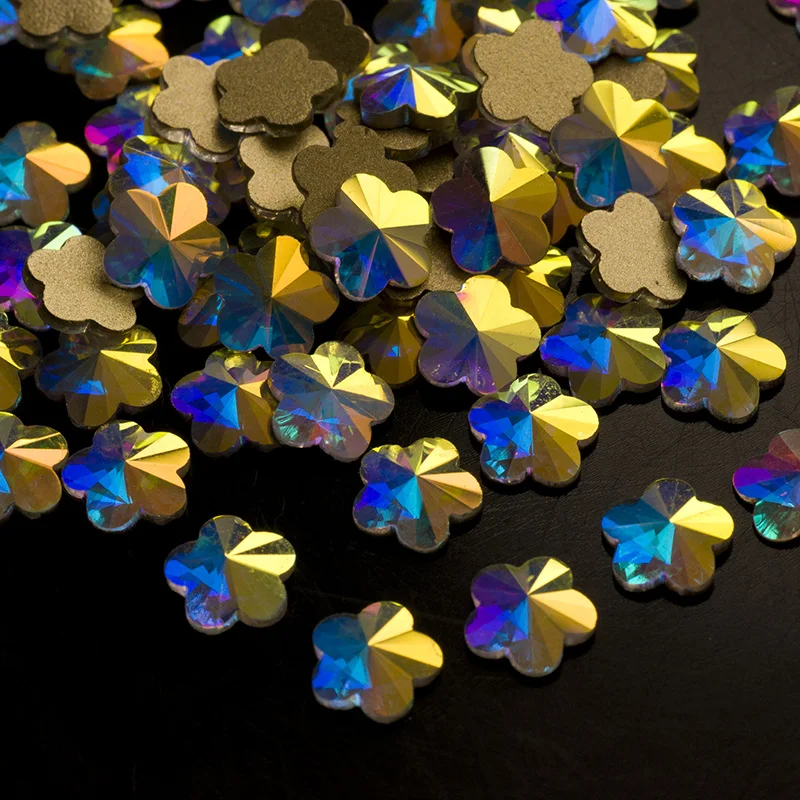 YANRUO 2560NoHF AB 6mm Flower Crystal Rhinestones Non Hotfix Flatback Strass Glass Stones For Nail Decorations | Дом и сад