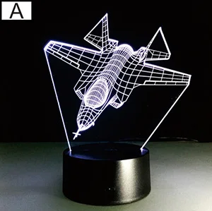 Lumiwell пульт дистанционного управления Воздушный самолет 3D светильник светодиодный Настольный светильник Ночной светильник 7 цветов меняющий настроение лампа 3 AA батарея питание USB лампа - Испускаемый цвет: A Design