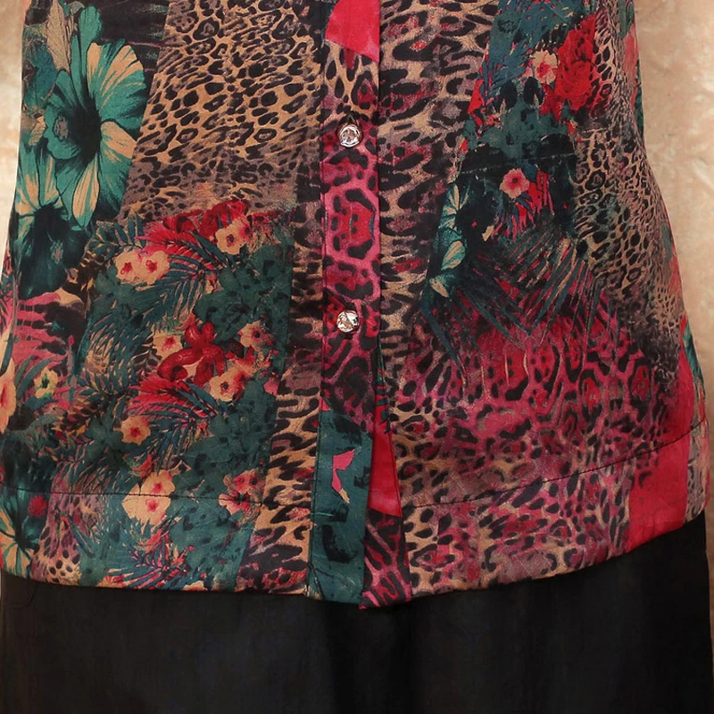 

100% Silk Shirt Female Summer Silkworm Traditional Chinese Blouse Blusa Buttercup Silk Loose Shirt Tops Mujer Camisa TYR2091