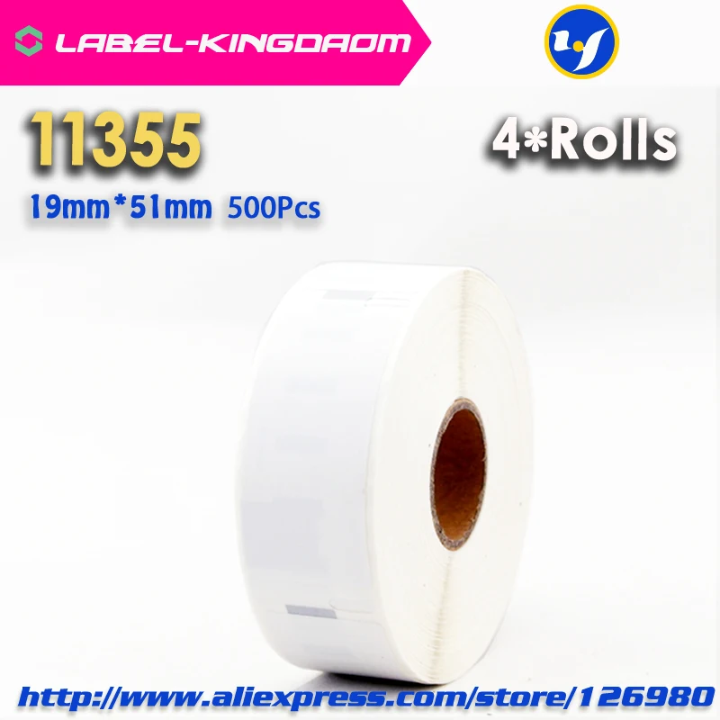 4 Совместимые рулоны Dymo 11355 этикетка 19 мм * 51 500 шт Совместимость для LabelWriter 400 450
