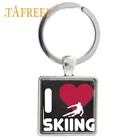 Брелок TAFREE, повседневныйФотофон, брелок для ключей с принтом лыжной фигуры, мужские и женские Брелки для спорта на открытом воздухе, подарок SG04