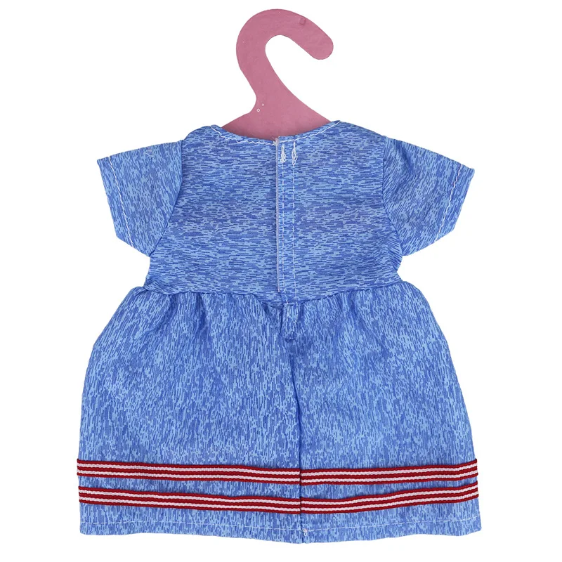 Factory Immediate Shipped Clothes For Doll Denim Blue Stripes Rose Dress Fit 18inch Girl 43cm Baby | Игрушки и хобби