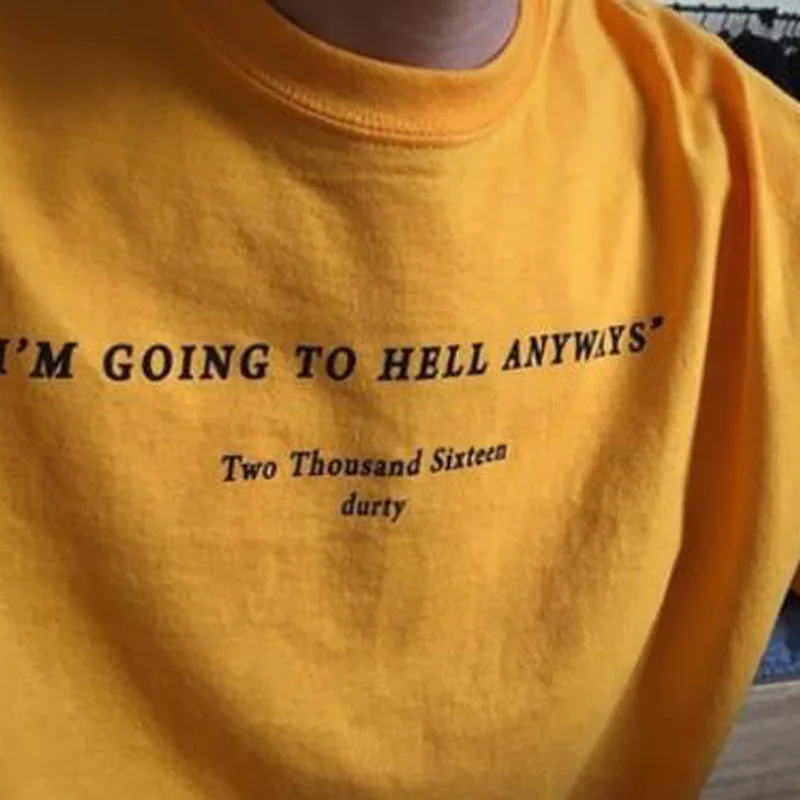 Женская хлопковая футболка с надписью I Going To Hell Anyways в стиле 90 х|Футболки| |
