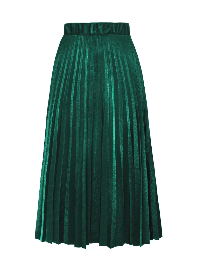 2016 шикарная винтажная Женская плиссированная бархатная юбка с высокой талией