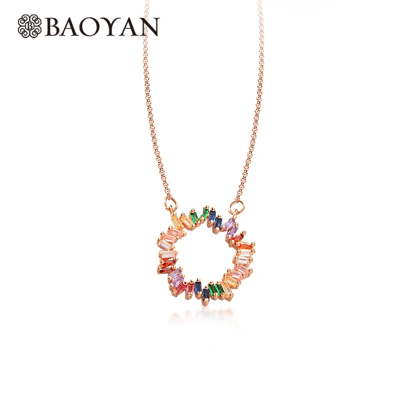 Baoyan модные Циркон с радужным блеском украшенные стразами Круглые Подвески