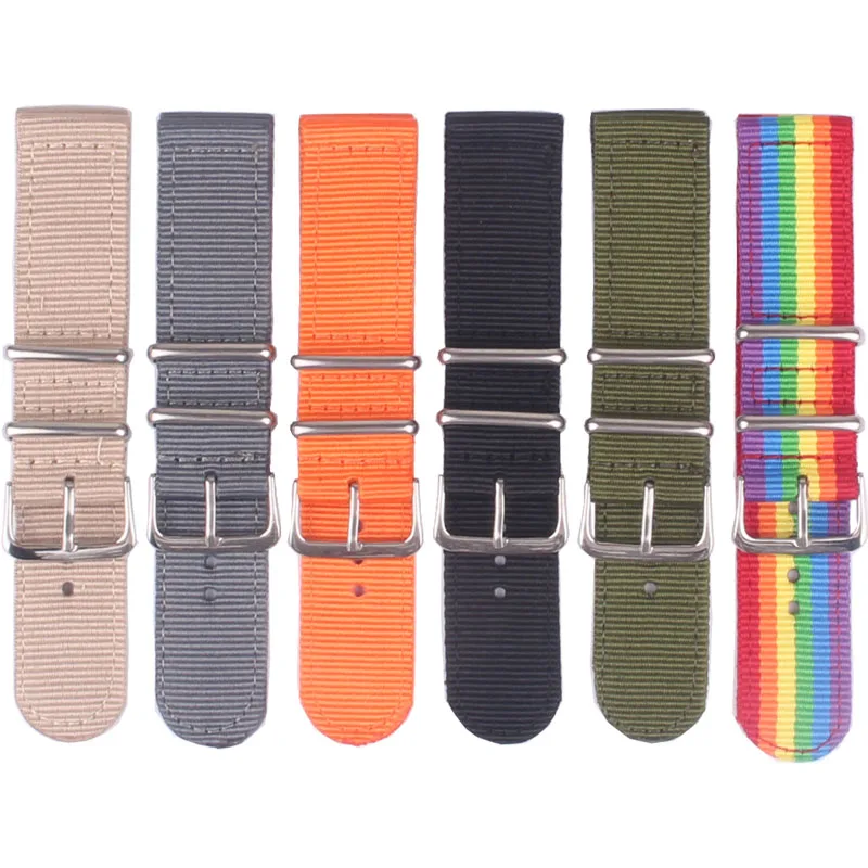 Buy 2 get 10% off) 18mm 20 mm 22mm 24mm Solid Black fabric Nylon watchband Watch Strap Bands Buckle nato Two-Parts buckle | Наручные часы