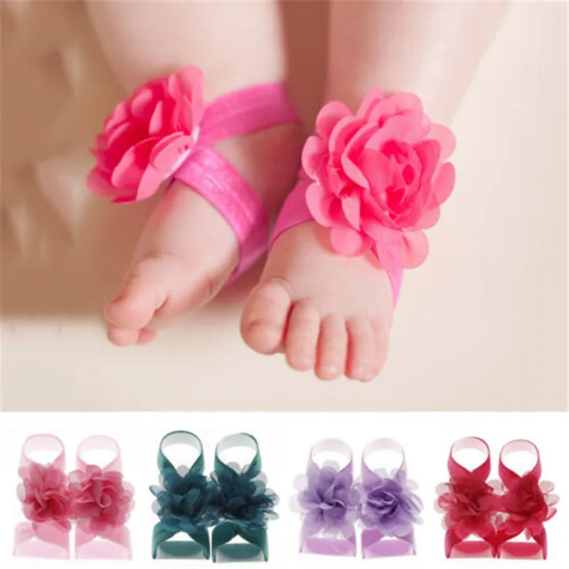 Newborn Baby Wrist Flower Foot Band Barefoot Sandals Shoes Photo Prop Socks Girl 2019 Fashion New Hot | Детская одежда и обувь