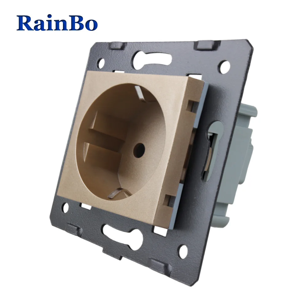 Rainbo бренд ЕС стены Мощность гнездо DIY Стандартный розетки без Стекло Панель