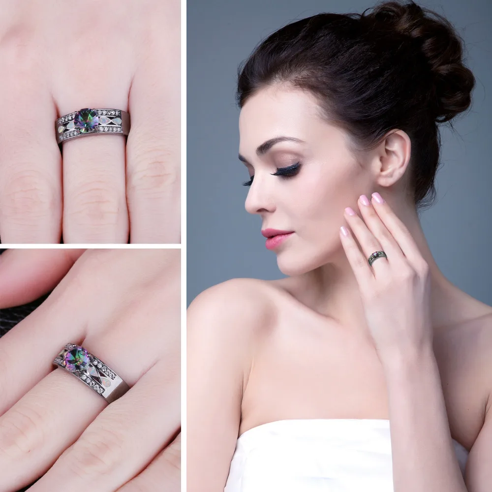 JewelryPalace модные мистик кварц создан опал кольцо 925 пробы серебро best подарок для