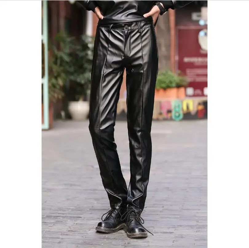 

27-44 New 2021 Men's Clothing GD Hair Stylist Fashion Motorcycle Leather Pants Trousers Plus Size Costumes
